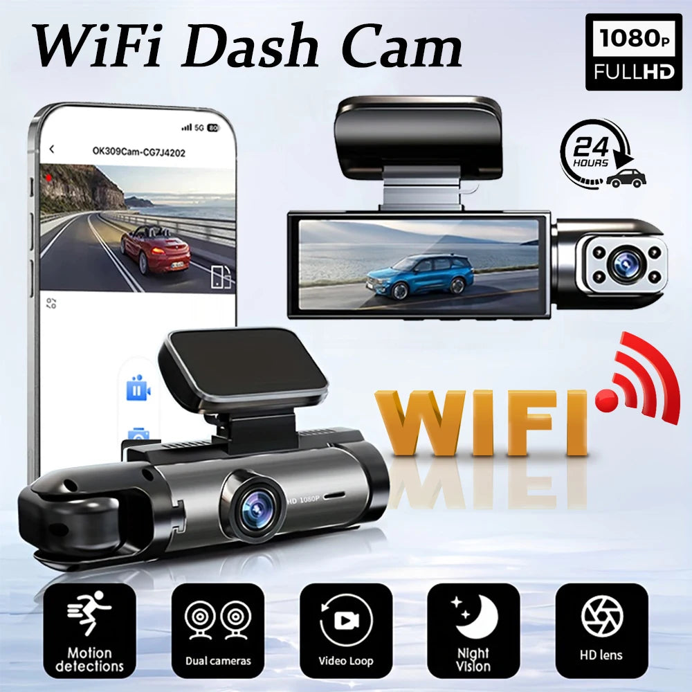 1080P Dual Camera Dash Cam with WIFI & IR Night Vision