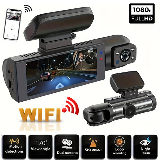 1080P Dual Camera Dash Cam with WIFI & IR Night Vision