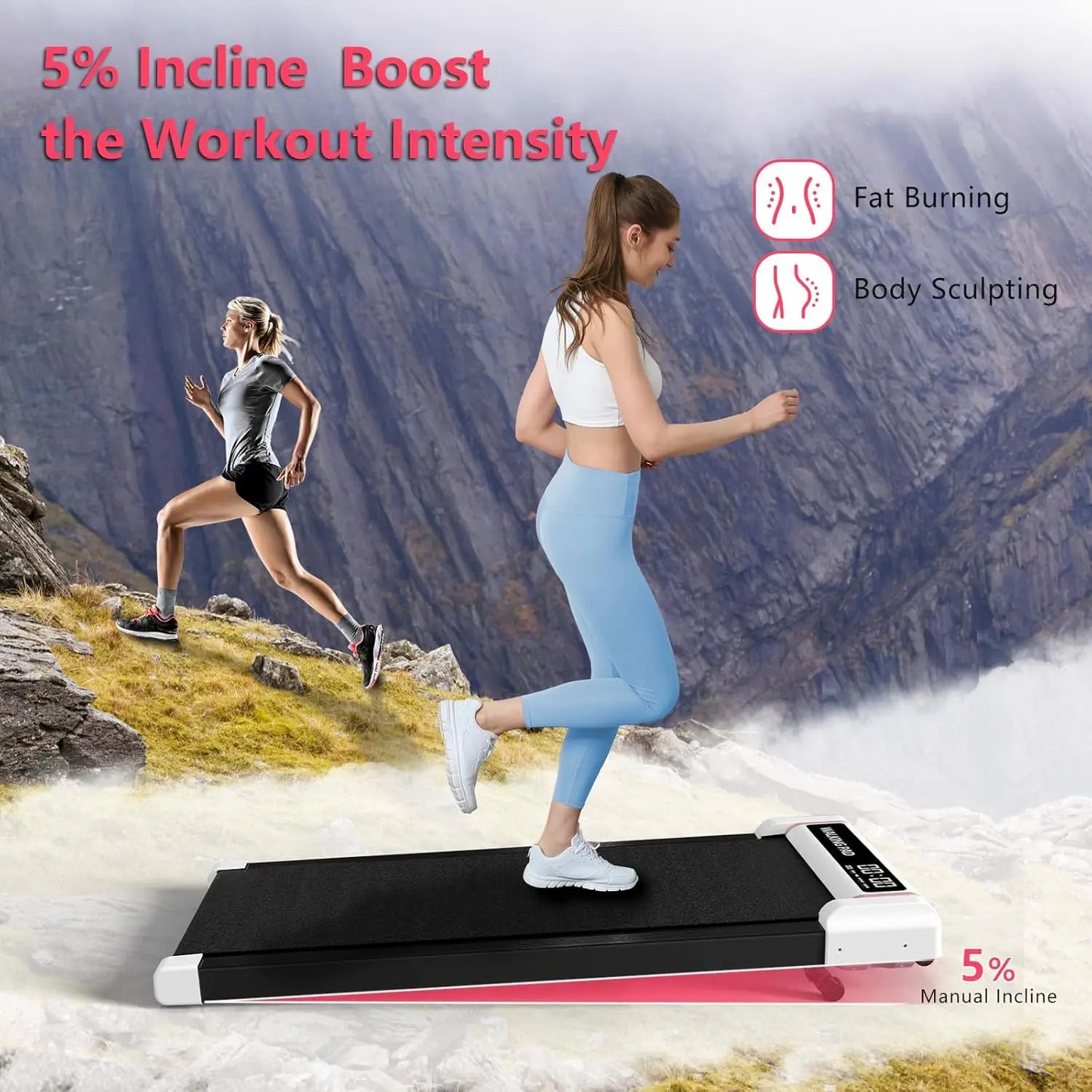 Compact 2.5HP Incline Treadmill: Under Desk Walking Pad