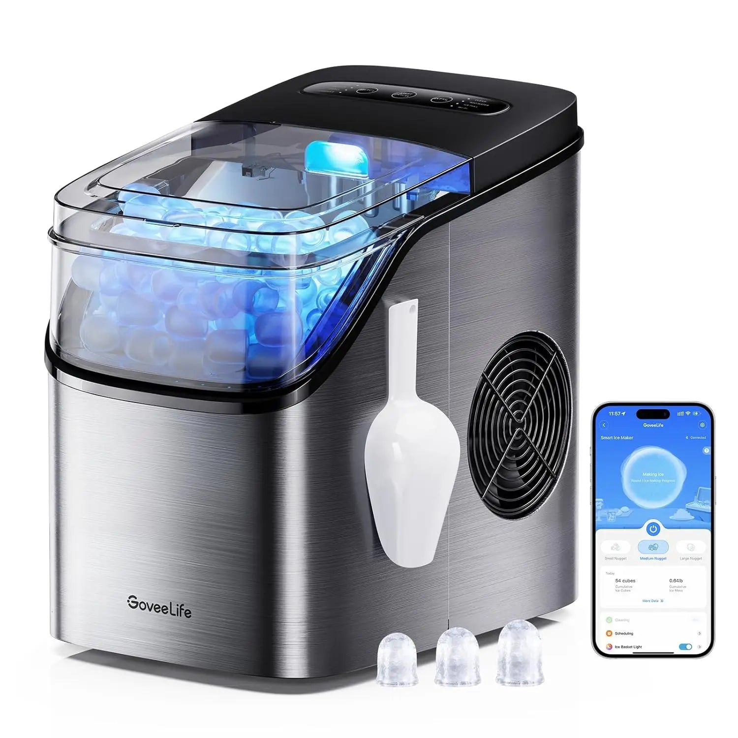 Countertop Ice Maker, Voice Control, 9 Cubes in 6 Min, 26lbs/Day